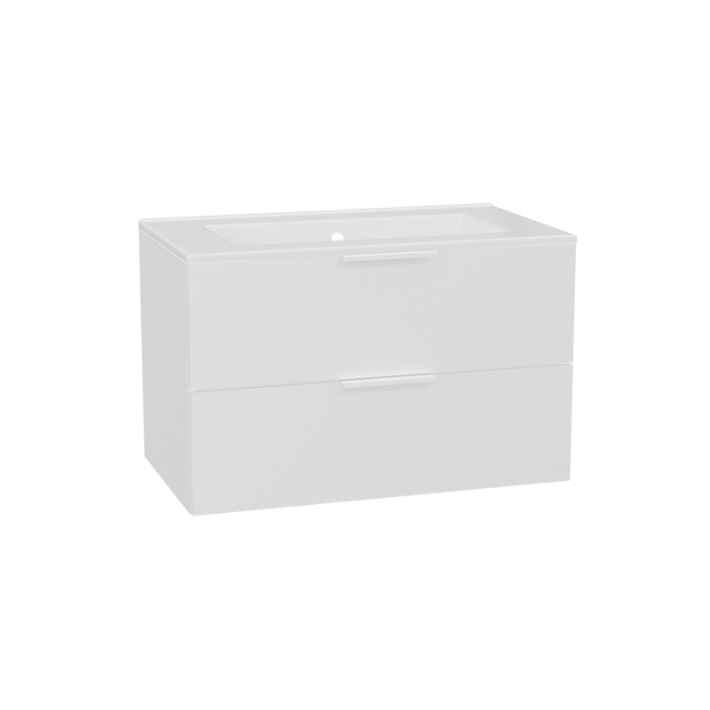 Tuto 2.0 szafka wisząca 80 cm 2 szuflady front gładki wysoki, umywalka As, biały/biały EXCELLENT MLEX.2172.K.80.0236.WHWH