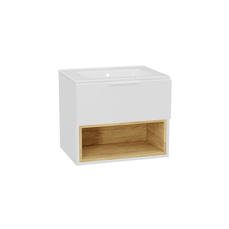 Tuto 2.0 szafka wisząca 60 cm 1 szuflada front gładki wysoki, umywalka Pik, biały/biały EXCELLENT MLEX.2171.K.60.0265.WHWH