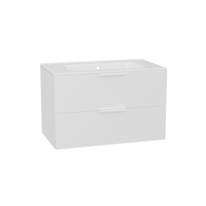 Tuto 2.0 szafka wisząca 80 cm 2 szuflady front gładki wysoki, umywalka Pik, biały/biały EXCELLENT MLEX.2172.K.80.0265.WHWH