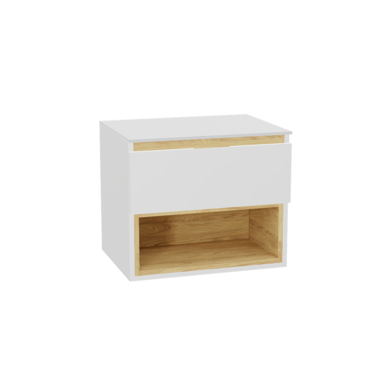 Tuto 2.0 szafka wisząca 60 cm 1 szuflada front gładki niski, blat biały lakierowany, biały EXCELLENT MLEX.2171.K.60.011W.WHWH