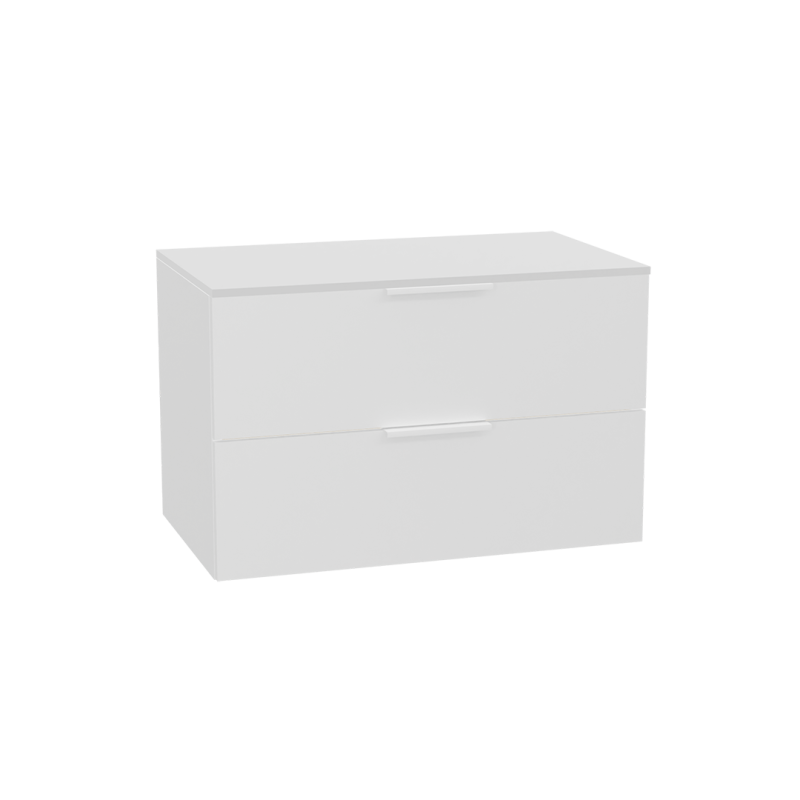 Tuto 2.0 szafka wisząca 80 cm 2 szuflady front gładki wysoki, blat biały lakierowany, biały EXCELLENT MLEX.2172.K.80.021W.WHWH