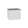 Tuto 2.0 szafka wisząca 60 cm 2 szuflady front ryflowany, blat dąb Hikora, biały/biały EXCELLENT MLEX.2172.K.60.03BL.WHWH