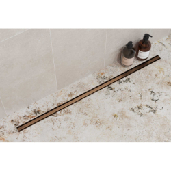 Stilio Slim odpływ liniowy 90 cm, baza z syfonem, mankiet uszczel., ruszt dekor, złoty połysk EXCELLENT INEX.1525.K.B01.900.R.GL