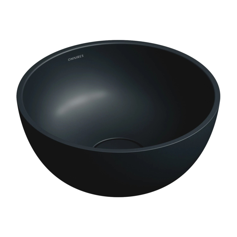 Umywalka nablatowa SHELL M+ 35cm black lava mat OMNIRES SHELL350UNBLV