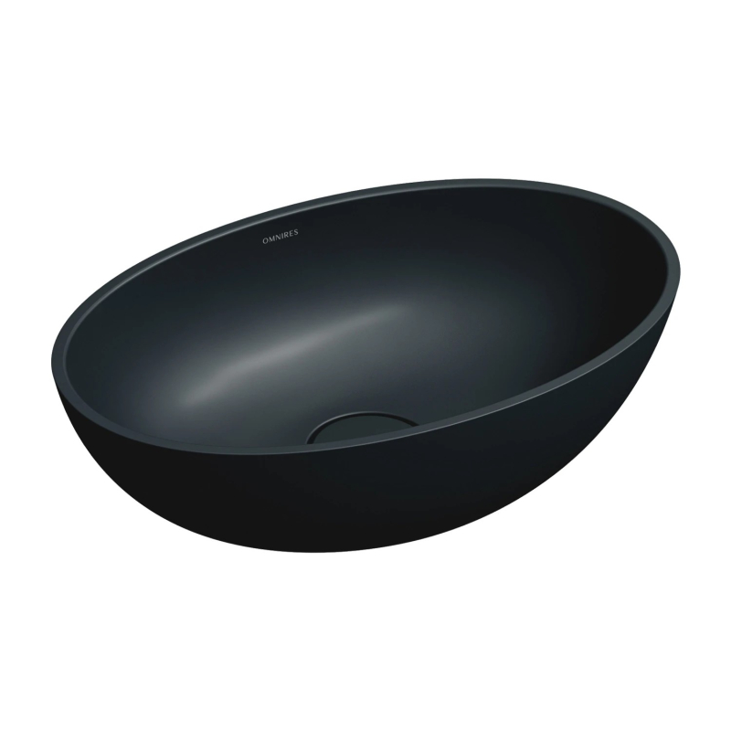 Umywalka nablatowa SHELL M+ 50x32cm black lava mat OMNIRES SHELL500UNBLV