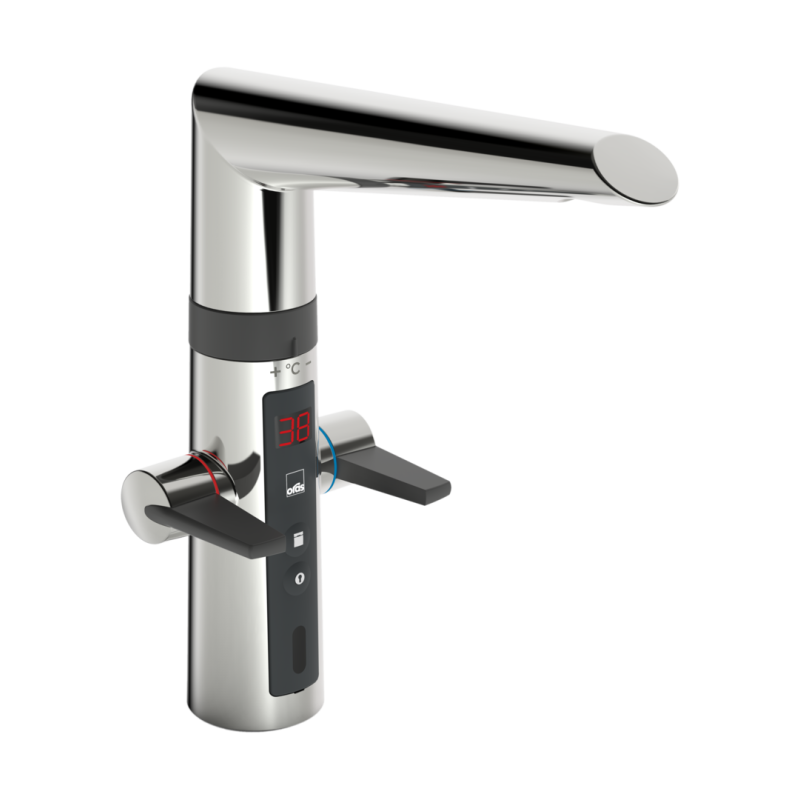 Bateria kuchenna z zaworem do zmywarki, 230/5 v 1-otworowa chrom hybrydowa, zasilacz w komplecie, Optima Hybrid ORAS 2727F