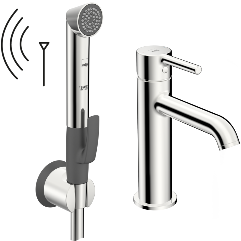 Bateria umywalkowa, 3 v 1-otworowa chrom jednouchwytowa, bidetta, zasilanie bateryjne, bluetooth Optima Style ORAS 2613FH
