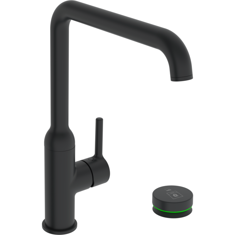 Bateria kuchenna, zawór do zmywarki, 9V 1-otw. czarny mat bok dźwignia, zasilacz w kpl., bluetooth Optima Style ORAS 2639FH-33