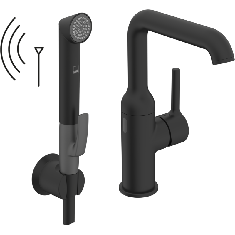 Bateria umywalkowa, 3 v, bluetooth 1-otworowa czarny mat, bidetta, zasilanie bateryjne, Optima Style Hybrid ORAS 2617FHZ-33