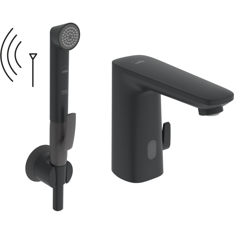 Bateria umyw., 3V bluetooth 1otw. czarny mat bezdotyk., bidetta, zasilanie bateria, zewnętrzne, Electra Safety ORAS 9212FZ-33