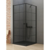 KABINA NEW SOLEO BLACK 1D KWADRATOWA L 90x90x195 CZYSTE 6mm POWŁOKA WZÓR KRATKA CZARNY MAT NEW TRENDY D-0285A/D-0120B-WP
