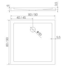 Brodzik kwadratowy biały CANTARE 80x80x6 NEW TRENDY B-0136