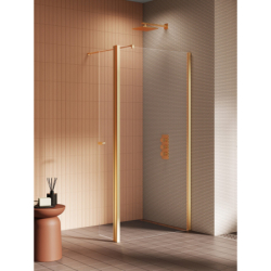 Kabina walk-in NEW SOLEO GOLD BRUSHED 120x195 szkło 6 mm NEW TRENDY K-4344