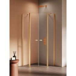 Kabina prysznicowa NEW SOLEO GOLD BRUSHED 90x90x195 szkło 6 mm NEW TRENDY K-3586