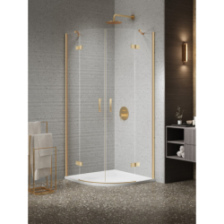 Kabina prysznicowa NESTA GOLD BRUSHED 90x90x200 szkło 6 mm NEW TRENDY K-3797