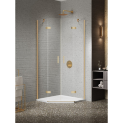 Kabina prysznicowa NESTA GOLD BRUSHED 100x80x200 szkło 6 mm NEW TRENDY K-3805