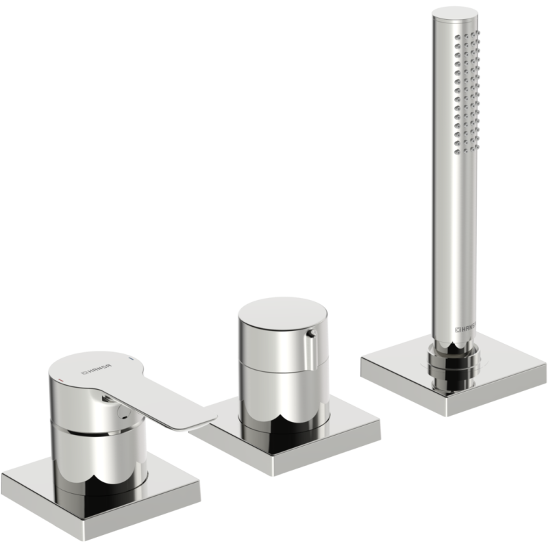 Element natynkowy baterii wannowo-natryskowej, 75x75 mm 3-otworowa chrom jednouchwytowa HANSALIGNA HANSA 6439493