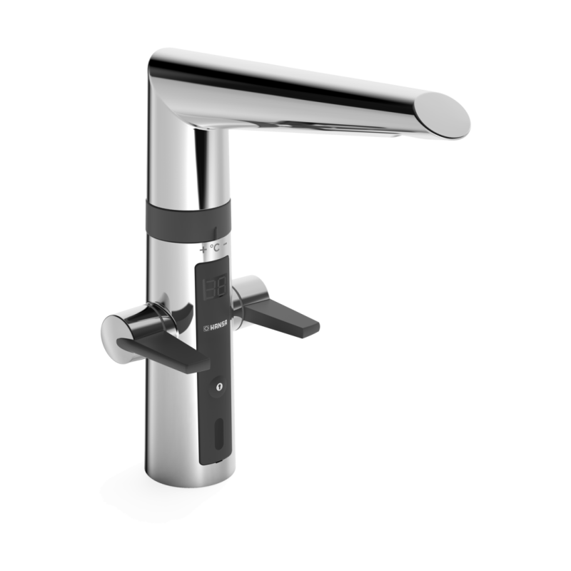 Bateria kuchenna, 230/5 v 1-otworowa chrom zasilacz w komplecie HANSAFIT Hybrid HANSA 65232213