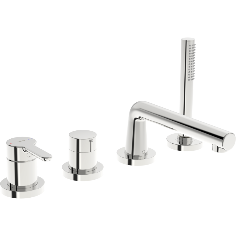 Bateria wannowa 4-otworowa chrom element natynkowy, jednouchwytowa HANSADESIGNO STYLE HANSA 53122063