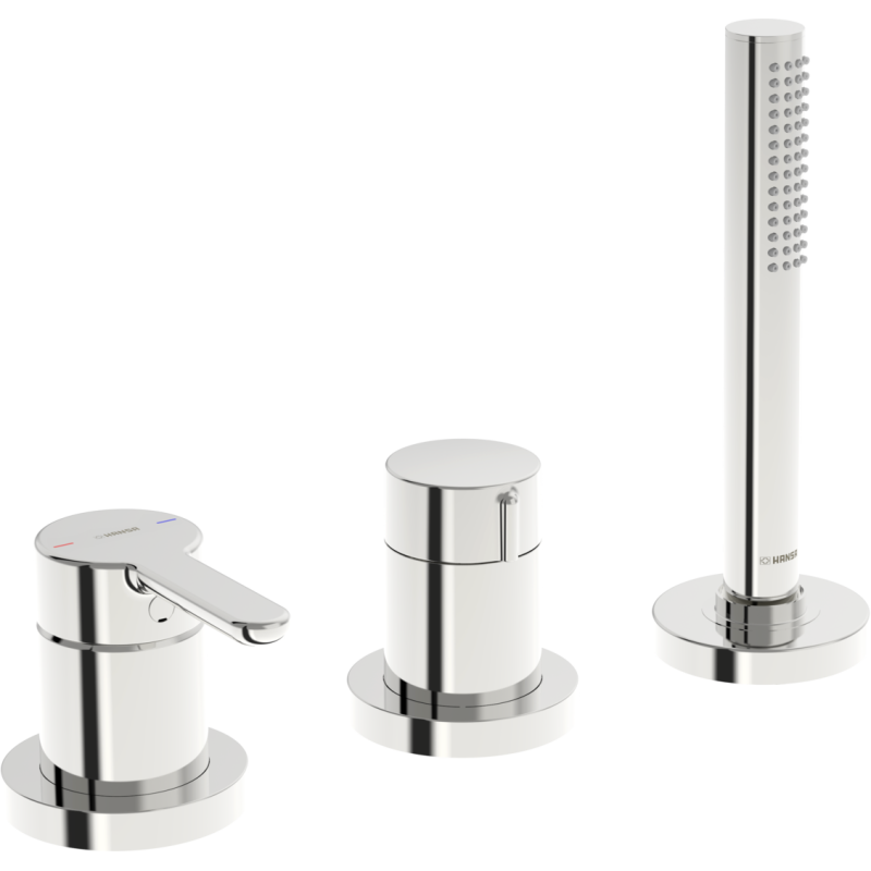 Element natynkowy baterii wannowo-natryskowej 3-otworowa chrom jednouchwytowa HANSADESIGNO STYLE HANSA 53259063