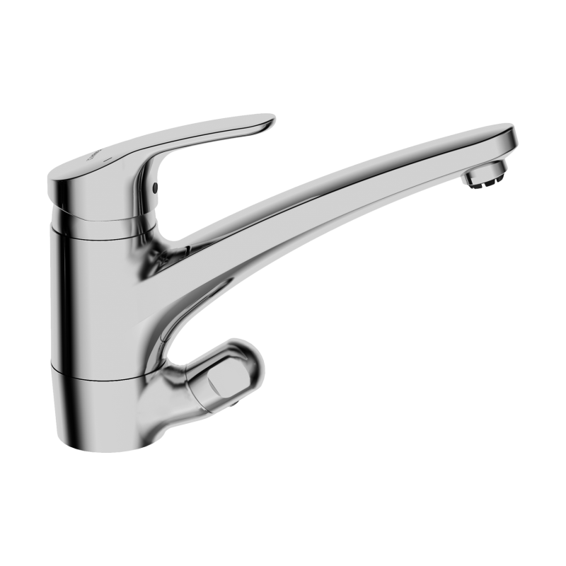 Bateria kuchenna z zaworem do zmywarki 1-otworowa chrom jednouchwytowa, niskociśnieniowa HANSAMIX Protec HANSA 1211183