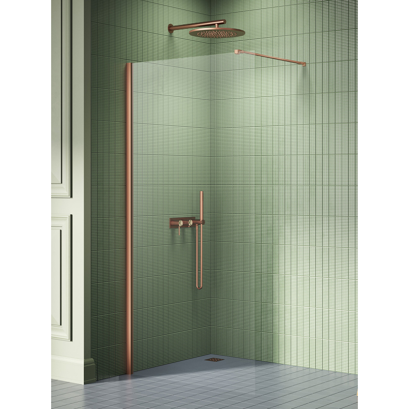 Kabina walk-in NEW SOLEO COPPER BRUSHED 110x195 szkło 6 mm NEW TRENDY K-2105-WP