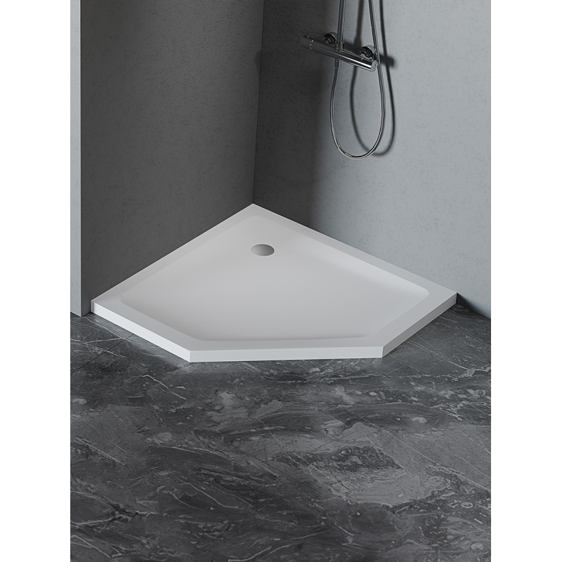 Brodzik pięciokątny biały MILD SATIN 80x80x4.5 NEW TRENDY B-0644