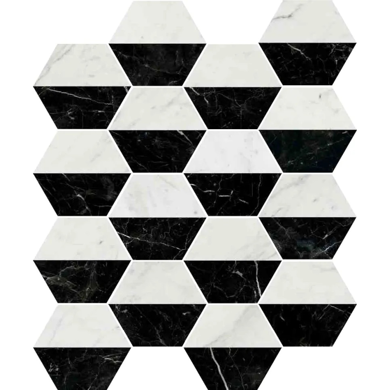 MARMI HEX DECOR BIANCO NERO MAT 15X17,3 GAT.1 (P.83289)