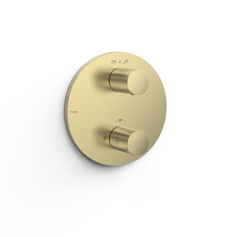 Elementy zewnętrzne do podtynkowego korpusu 2-drożnego THERM-BOX złoty cava TRES 26225001CA