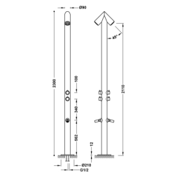 Kolumna z podwójnym prysznicem do ogrodu lub basenu ze stali nierdzewnej 316 TRES 13499502
