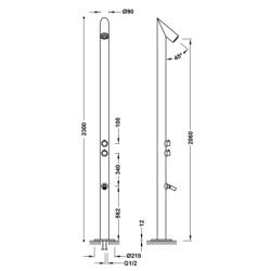 Kolumna prysznicowa do ogrodu lub basenu ze stali nierdzewnej 316 TRES 13499501