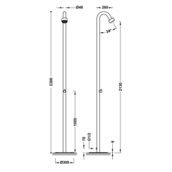 Kolumna prysznicowa 1-drożna do ogrodu lub basenu ze stali nierdzewnej 316 TRES 13499503
