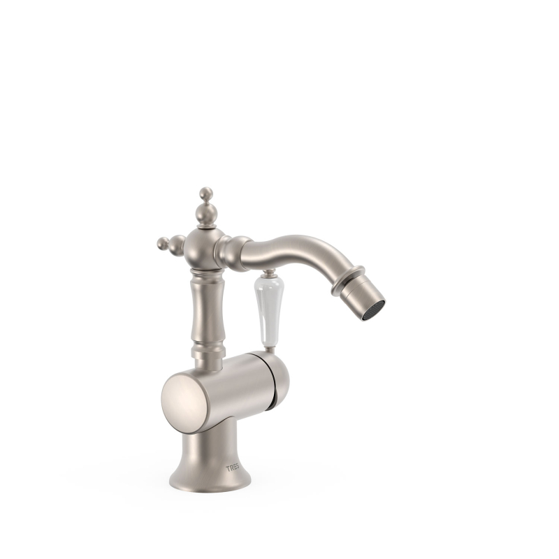 Bateria jednouchwytowa do bidetu z boczną dźwignią TRES CLASIC stal TRES 24222001AC