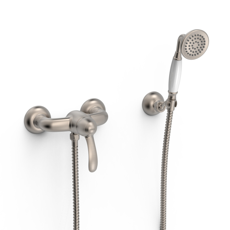 Bateria jednouchwytowa ścienna prysznicowa TRES CLASIC stal TRES 24216701AC