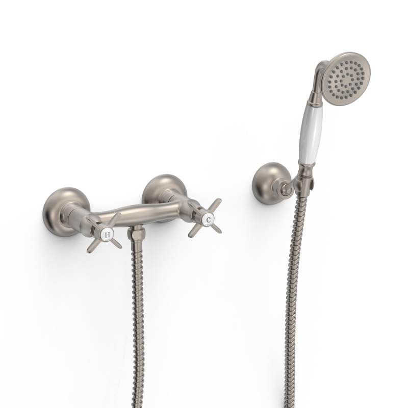 Bateria dwuuchwytowa ścienna prysznicowa TRES CLASIC stal TRES 24216301AC