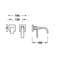 Elementy zewnętrzne do podtynkowego korpusu baterii umywalkowej SLIM stal TRES 20230023AC