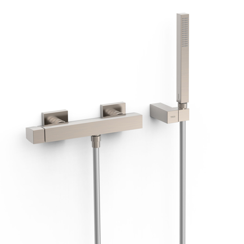 Bateria jednouchwytowa ścienna prysznicowa SLIM stal TRES 20216701AC