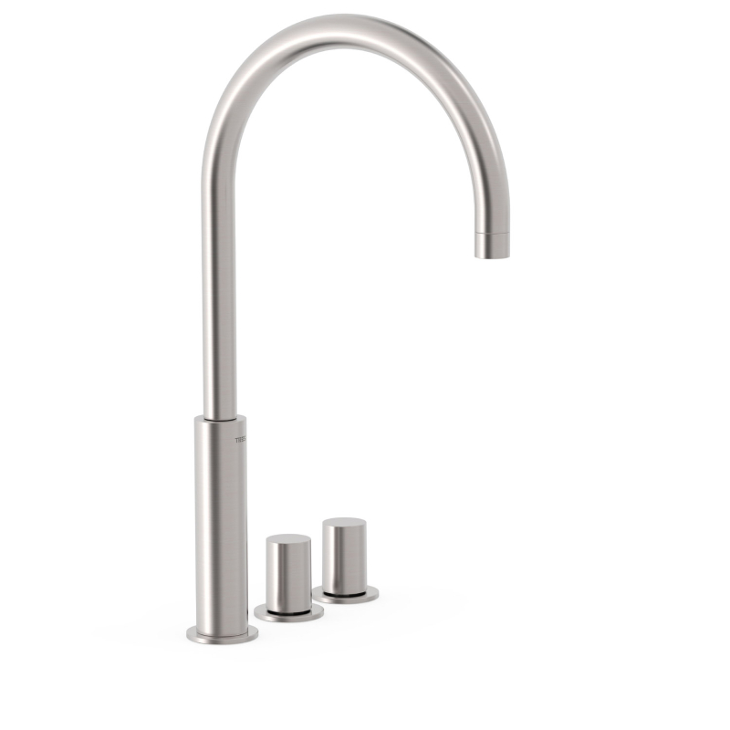 Wysoka bateria dwuuchwytowa stojąca umywalkowa STUDY stal TRES 06110502AC