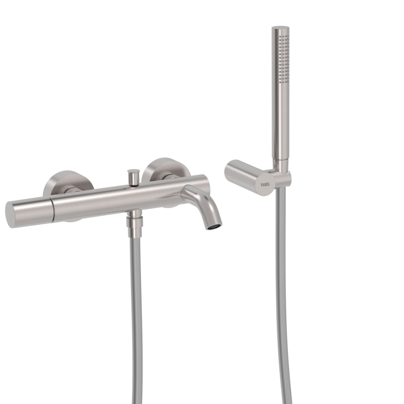 Bateria jednouchwytowa ścienna wannowa i prysznicowa STUDY stal TRES 26117001AC