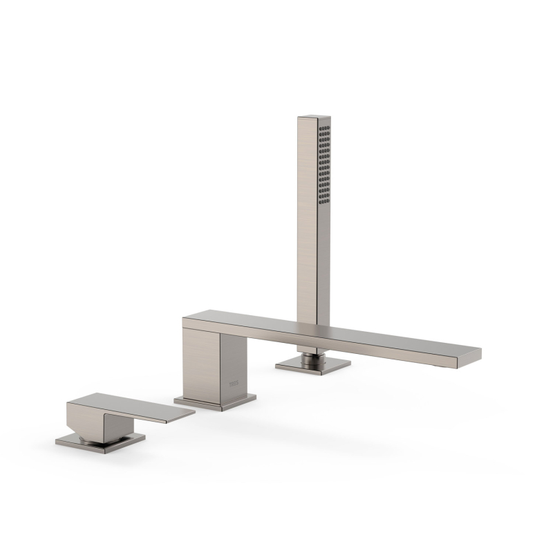 Bateria jednouchwytowa z montażem na krawędzi wanny CUADRO stal TRES 00616103AC