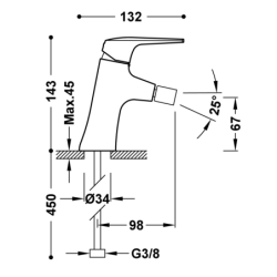 Bateria jednouchwytowa do bidetu FUJI stal TRES 28112001AC