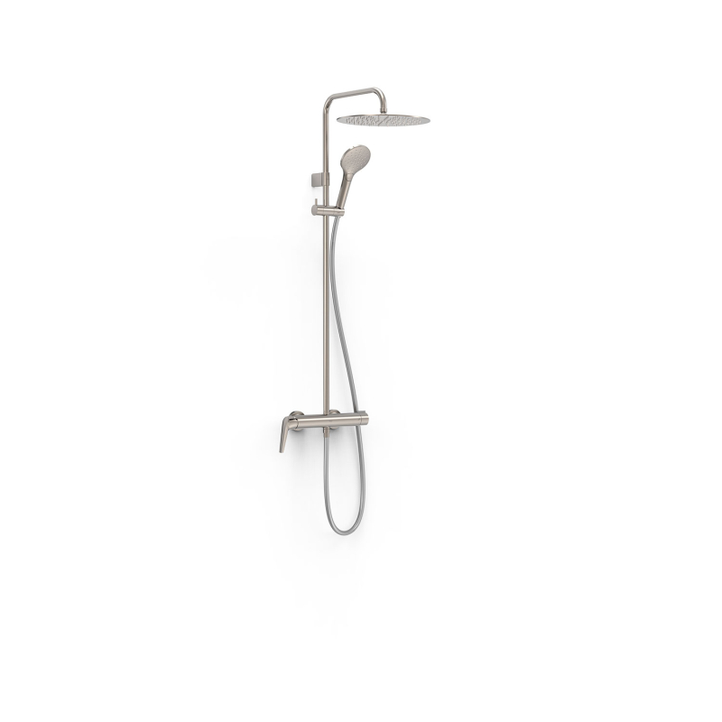 Zestaw baterii jednouchwytowej naściennej 2-drożnej prysznicowej FUJI stal TRES 28119101AC