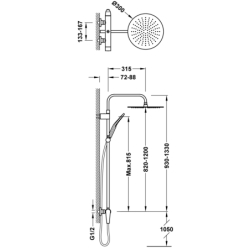 Zestaw baterii jednouchwytowej naściennej 2-drożnej prysznicowej FUJI stal TRES 28119701AC