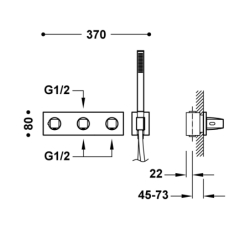 Bateria termostatyczna podtynkowa 3-drożna B-SYSTEM stal TRES 30725301AC