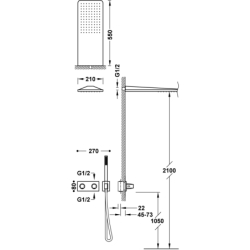 Zestaw baterii termostatycznej podtynkowej 2-drożnej prysznicowej B-SYSTEM stal TRES 30725205AC