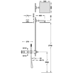 Zestaw baterii termostatycznej podtynkowej 2-drożnej prysznicowej B-SYSTEM stal TRES 30725204AC