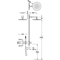 Zestaw baterii termostatycznej podtynkowej 2-drożnej prysznicowej B-SYSTEM stal TRES 30735204AC