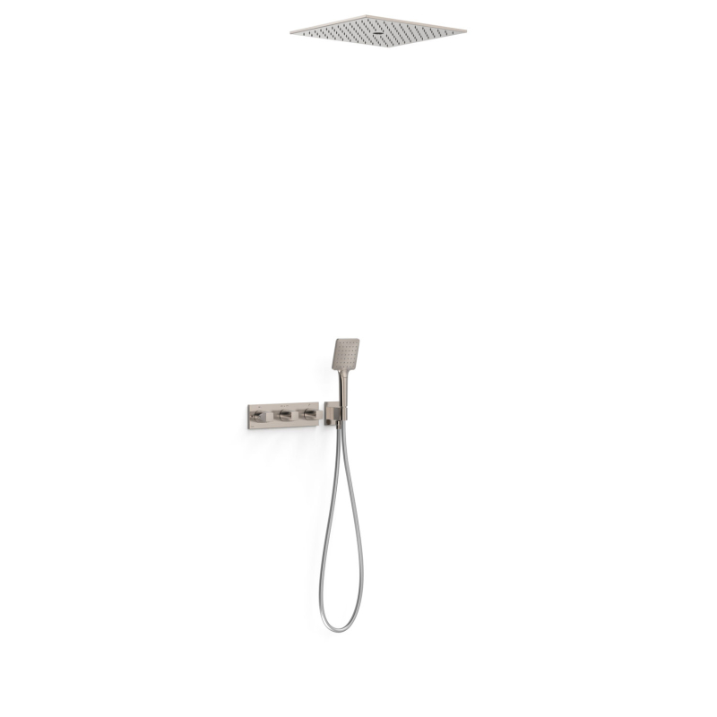 Zestaw baterii termostatycznej podtynkowej 3-drożnej prysznicowej B-SYSTEM stal TRES 30725306AC