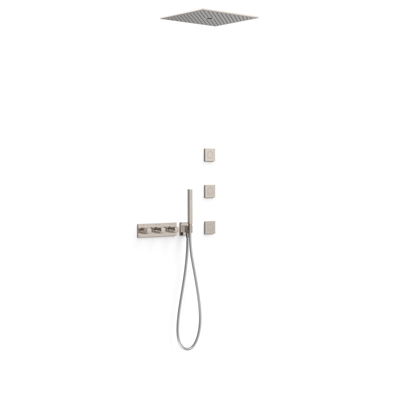 Zestaw baterii termostatycznej podtynkowej 4-drożnej prysznicowej B-SYSTEM stal TRES 30725406AC