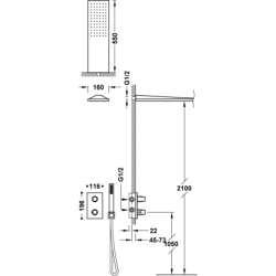 Zestaw baterii termostatycznej podtynkowej 2-drożnej prysznicowej THERM-BOX stal TRES 21125005AC